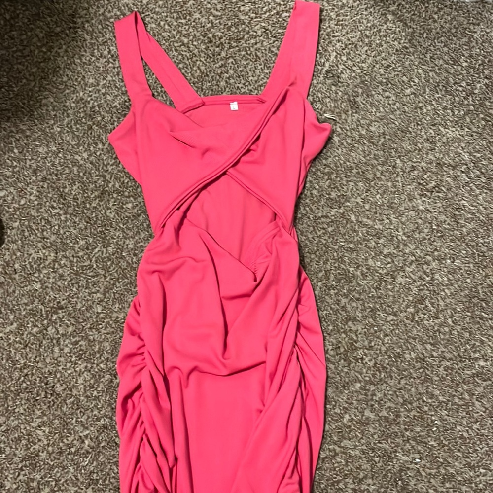 Amazon Pink Bodycon Cut-Out Dress, Size L